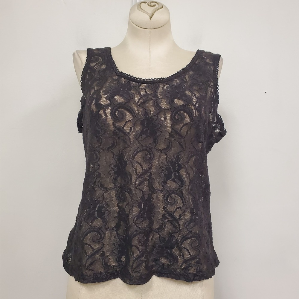 Black Sheer Lace Whimsigoth Top Size M Rave‎ Layer Fairy Grunge Coachella Boho